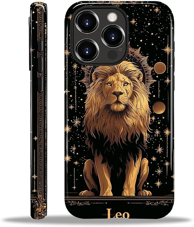ZHEGAILIAN Case for iPhone 15 Pro, Galaxy Lion Gold Durable Shockproof Silicone by Home