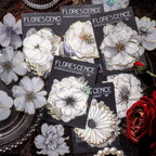 120pcs White Flower Scrapbook Stickers Pack, Vintage Roses Lilies Daisies by YOKSAS