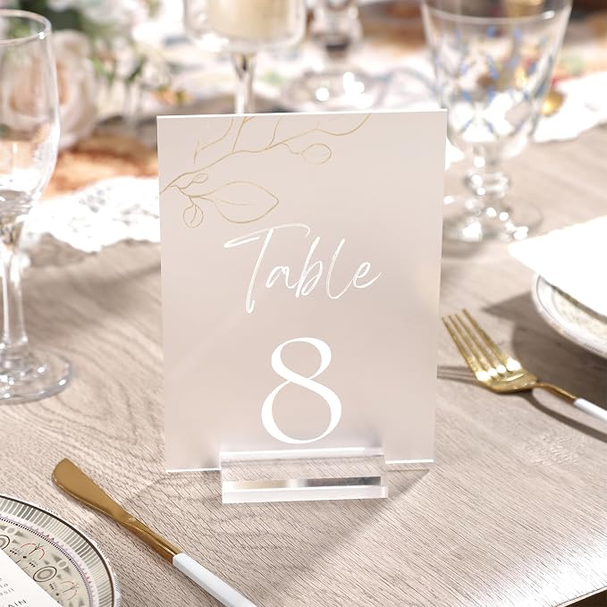 UNIQOOO 20 Pack Frosted Blank Acrylic Sign Wedding Table Numbers, 5 x 7 in - Image 9