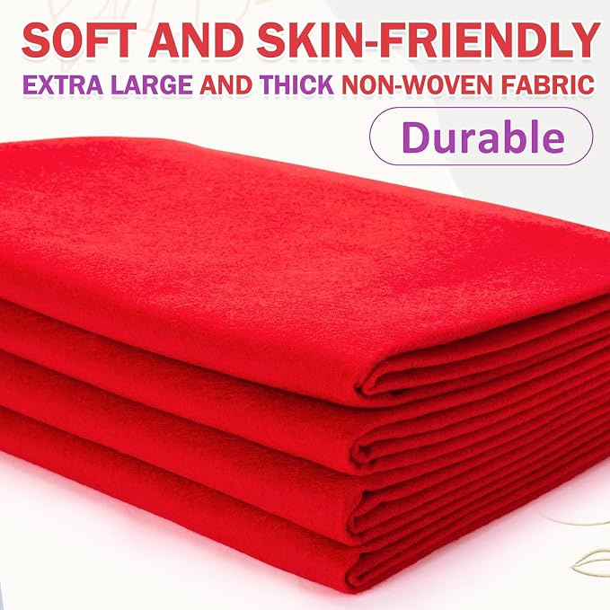 XSEINO Red Large Felt Fabric 108" X 36 ", 1.4 mm Thick Soft Felt Fabric Sheet - Image 6