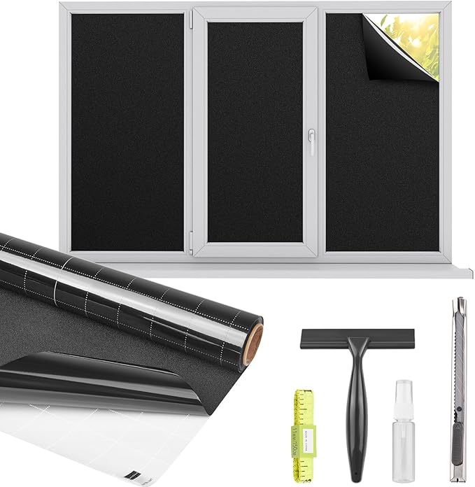 Kromapolis Blackout Window Privacy Film Total Light Blocking Room Darkening by Kromapolis