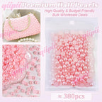 qiipii 380PCS 8mm Dark Pink Half Round Pearls Bulk - Image 2