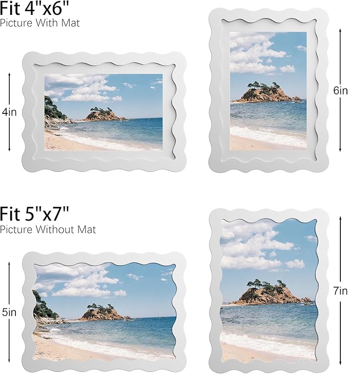 5x7 Picture Frame with Mat for 4x6, Wavy Edge Wooden Real Glass Photo Frame for - Image 4