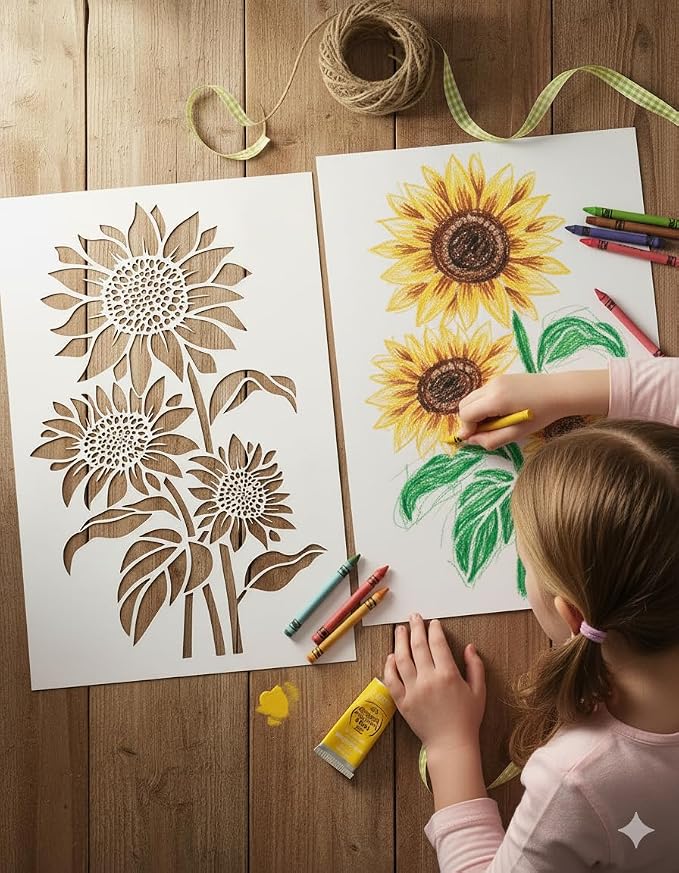 Large Flower Stencils for Painting on Wood, Canvas & Fences -10 Pc Floral - Image 7
