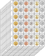 42-Pocket Coin Pages for Collectors, Standard 9-Hole Coin Collection Pages fit by Suremita