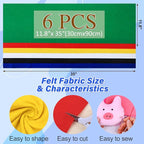 XSEINO 6 Rolls 12"x35" Large Felt Sheets, 1.4mm Thick Nonwoven Fabric - Image 2