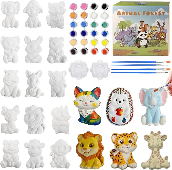 Yamgqus 24 Pcs Paint Your Own Plaster Jungle Animals Painting Kit, DIY Ceramic by Yamgqus