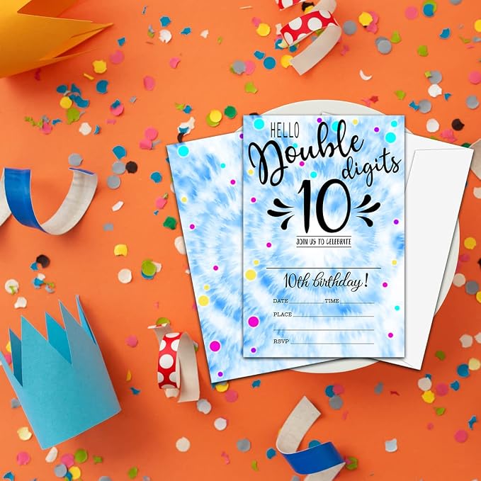 NYCTUG Double Digits 10Th Fill-In Birthday Invitation, Tie Dye Birthday - Image 4