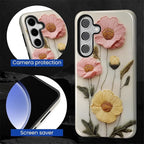 Case for Samsung Galaxy S26 Case, Faux Embroidery Boho Floral Design- Hybrid - Image 2