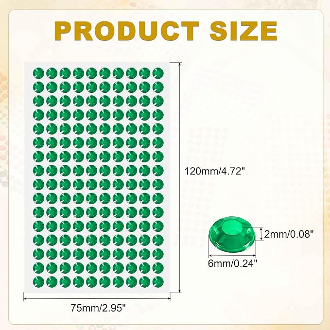 HARFINGTON 5 Sheet/800pcs Rhinestone Adhesive Stickers Self Adhesive Acrylic - Image 2