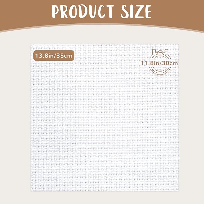 10 PCS White Aida Cloth 14 Count Cross Stitch Fabric | Pre-Cut Squares Fabric - Image 2