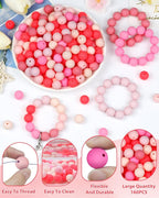 FIVEIZERO 160PCS 15mm Round Silicone Beads, Wear-resistant, Easy-clean - Image 3