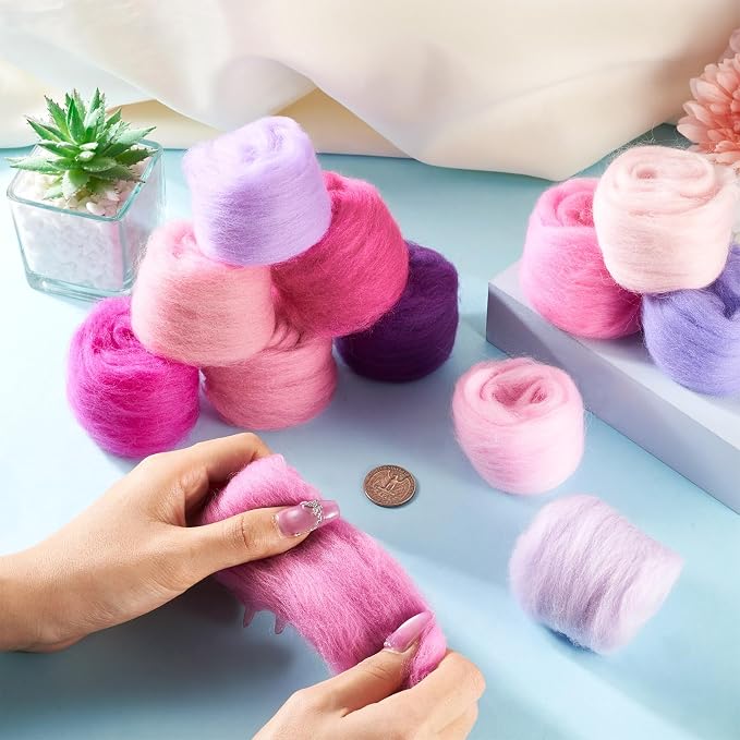 FASHEWELRY 2.12 oz Wool Roving for Needle Felting Kit 12 Colors Felting Wool - Image 4