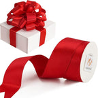 HUIHUANG Red Satin Wired Ribbon 1-1/2 inch Red Double-Faced Satin Wire Edge by HUIHUANG