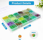 XSEINO About 1200pcs 6mm Crack Glass Beads Bracelet Making Kit, 24 Style Crack - Image 3