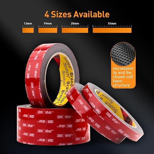 3M Double Sided Tape, Heavy Duty, 1/2” x 18Ft, Waterproof Foam Mounting Tape - Image 2