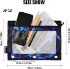 Dragon Blue Black Pencil Pouch for 3 Ring Binder, 2 Pack Waterproof Pencil Bags - Image 3