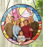 Custom Family Photo Suncatcher, Personalized Faux Stained Glass Window Hanging by UNIGIFTIME