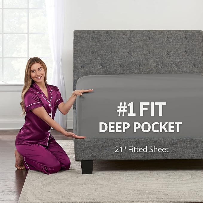 Twin Deep Pocket Fitted Sheet – Deep Pocket Twin Fitted Sheet – Microfiber Twin by DeaLuxeBedding