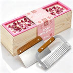 SJ 42 oz Soap Making Kit with Pink Silicone Loaf Mold, Wooden Box & Cutters | by SJ