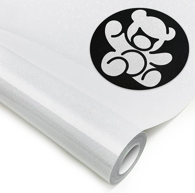 DUEUIOE-Rainbow White Glitter HTV Heat Transfer Vinyl Roll by Unknown