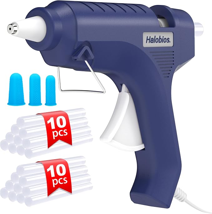 Halobios Hot Glue Gun with Preheating, 20 Glue Sticks, Full Size by Halobios