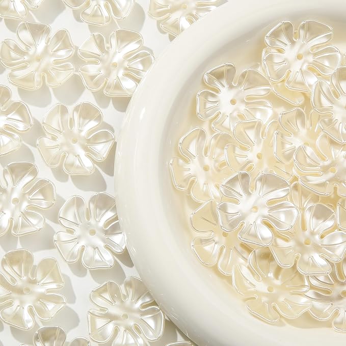 40pcs Flower Shape Beads White Pearl Flower Beads Color Lily Beads - Image 7