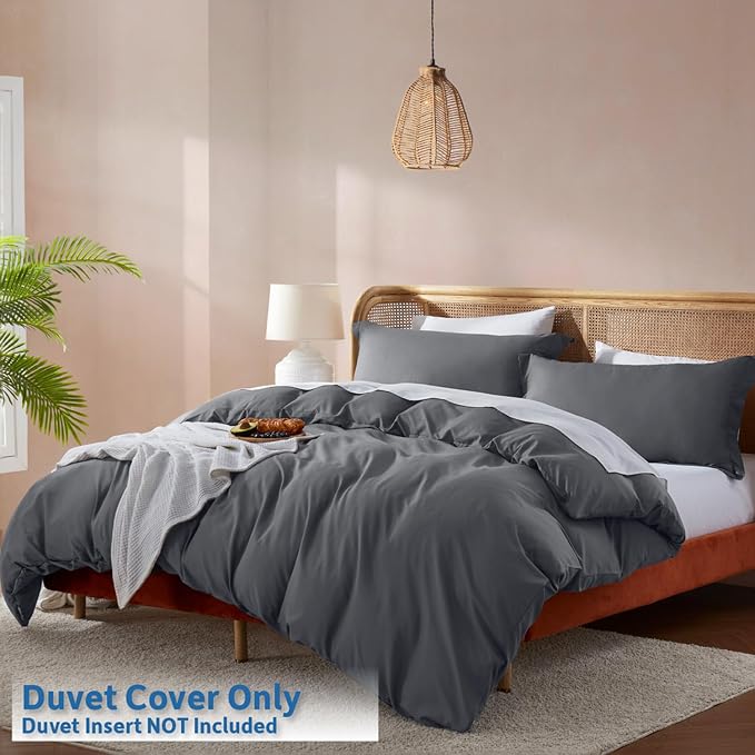 Nestl Dark Grey California King Duvet Cover Sets - Image 2