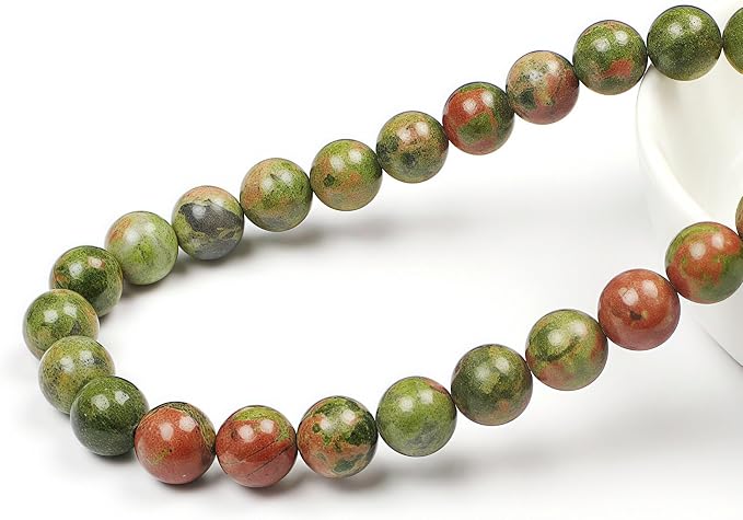 MJDCB Natural Stone Beads Unakite Round Loose Spacer Beads 15'' 4m 6m 8m 10mm - Image 2
