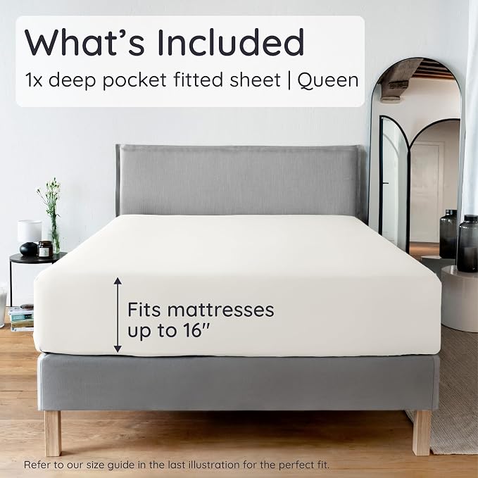 Bambaw 100% Viscose Derived from Bamboo Fitted Sheet Queen Size, 16’’ Deep - Image 2