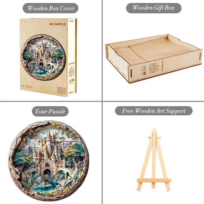 Wooden Puzzles Adults, 3D Castle Wooden Puzzles 100 Pieces, Unique Animal - Image 4