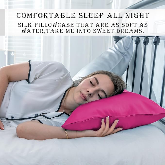 Silk Pillow Cases 2 Pack, Soft Breathable and Sliky Standard Size Pillow Cases - Image 6