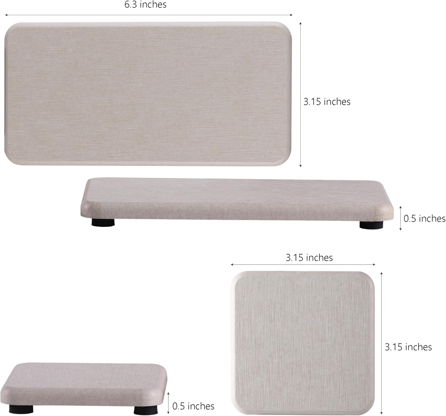 Set of 4 Water Absorbent Diatomite Coasters, Diatomaceous Earth Kitchen Soap Dish, Bathroom Trays, Water Absorbing Stone Used for Hand Soaps & Plants & Toiletries in The Modern Home