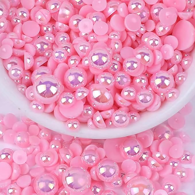 2000PCS AB Color Imitation Half Round Pearls Bead Loose Beads Gems, Mixed Sizes by UYTRDVG