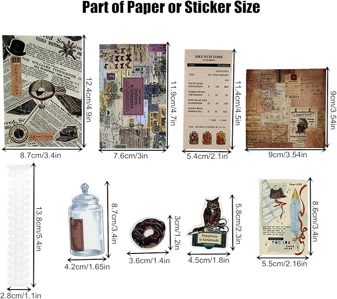 Esweny 260PCS Vintage Journaling Scrapbooking Supplies Scrapbook Sticker Paper - Image 3