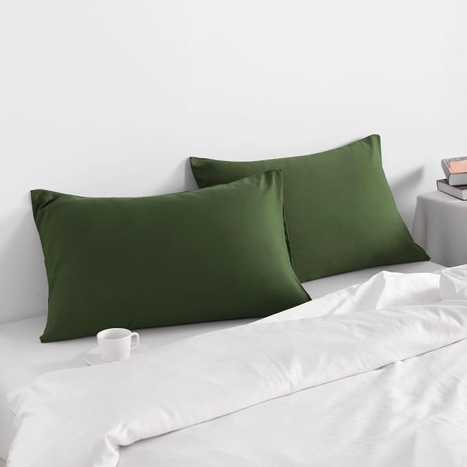 NTBAY Queen Pillow Cases Set, 2 Pack Brushed Microfiber 20x30 Inches, Olive - Image 2