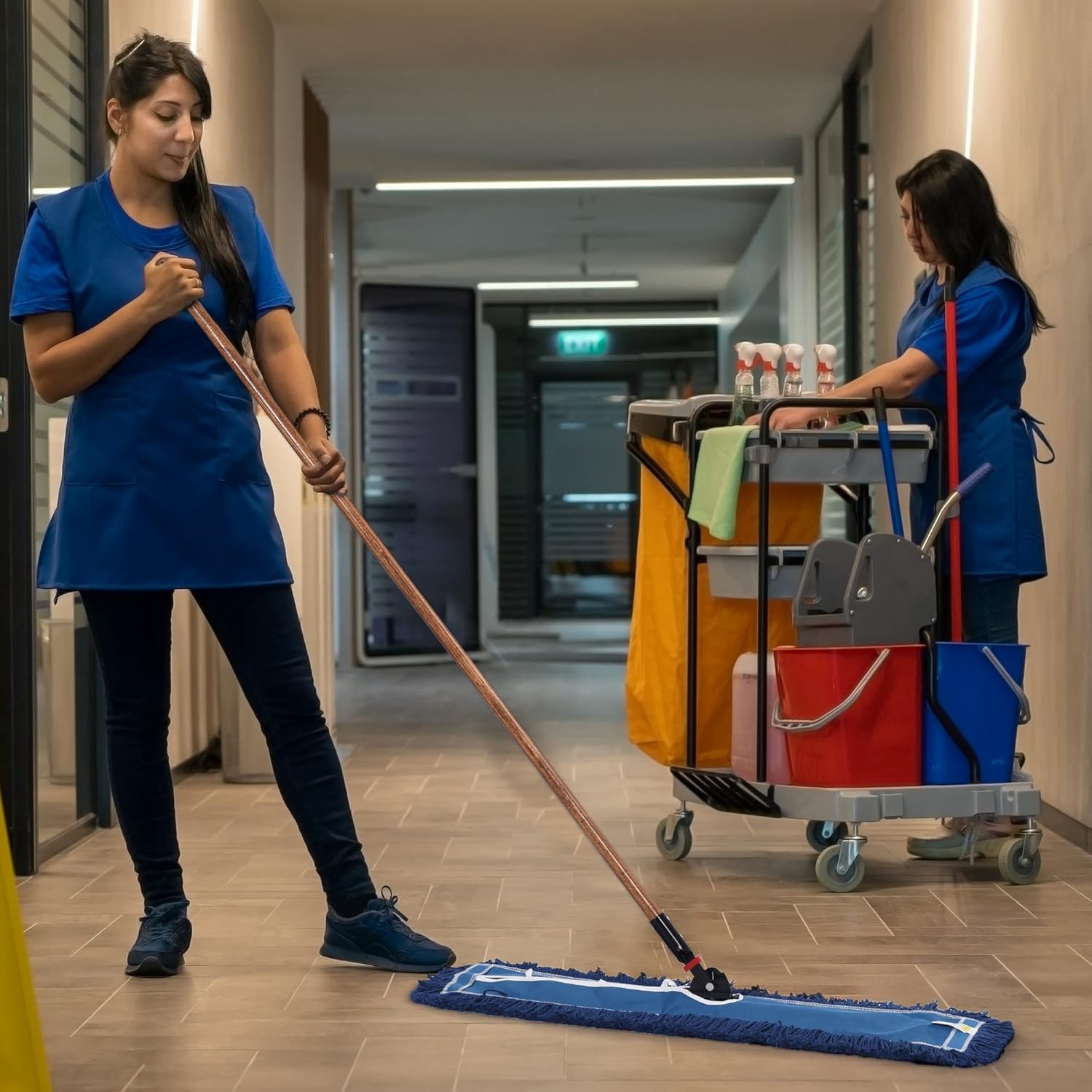 Matthew Cleaning 36'' Industrial Strength Cotton Dust Mop Refill Washable Replacement Heads for Residential & Commercial Use Fit Standard Dust Mop Frames, Hardwood, Laminate, Concrete Floors 12 Pack