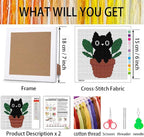 Black Cat Plants Stamped Cross Stitch Kits - Image 2