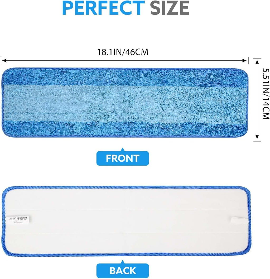 6 Pack Microfiber Cleaning Pads are Compatible with Bona Mop,18 Inch Replaceable Mop Pad Refill,Washable & Reusable Blue Microfiber Mop Pads for Hardwood and Hard-Surface Floors