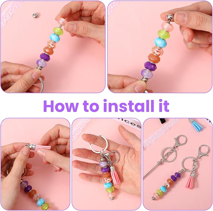 48 Pcs Beadable Keychains: Modern DIY Keychain Supplies - Image 6