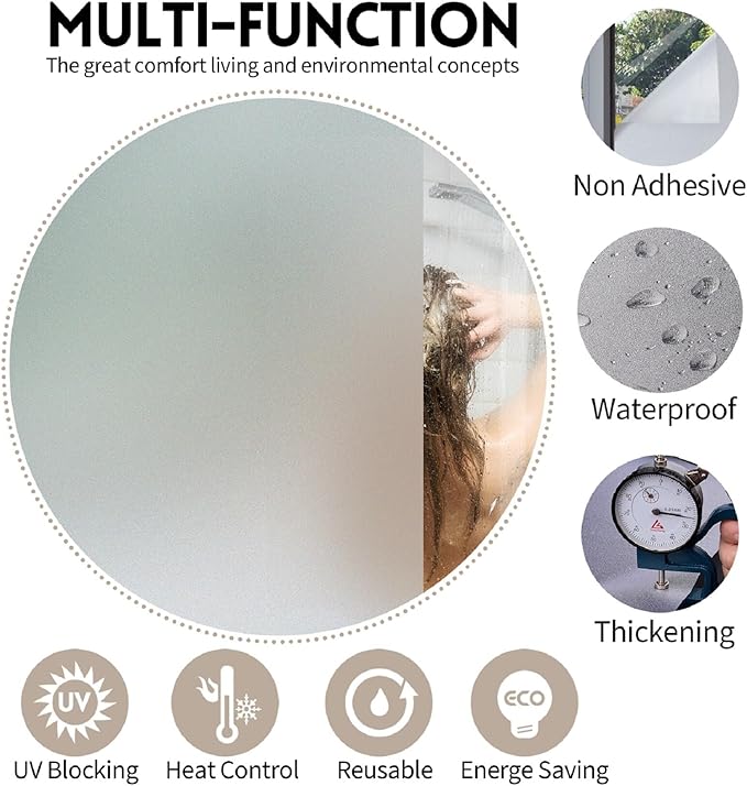KESPEN Frosted Window Privacy Film Heat Control UV Sun Blocking Glass Stickers - Image 2