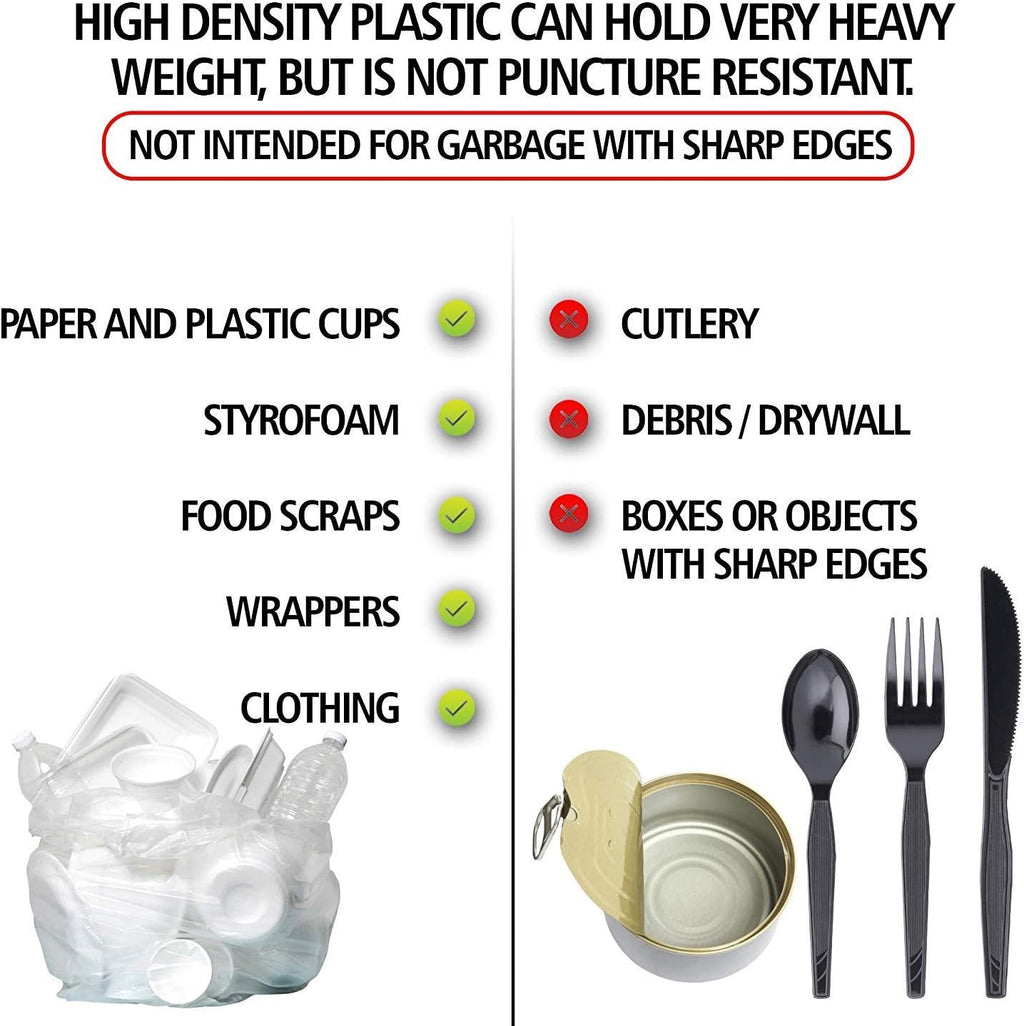 Aluf Plastics High Density Trash Bags, 60 Gallon, 150 Count, 22 Micron (eq), 38" x 60", Clear, for Bathroom, Office, Industrial, Commercial, Janitorial, Municipal, Recycling