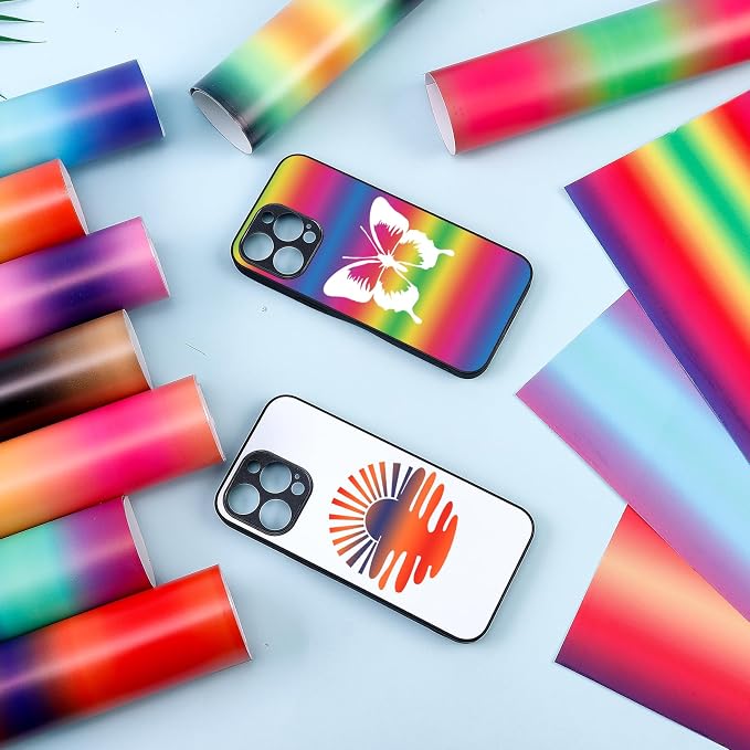 Tintnut Rainbow Permanent Vinyl 12 Sheets 12x10in Ombre Adhesive Vinyl | - Image 5