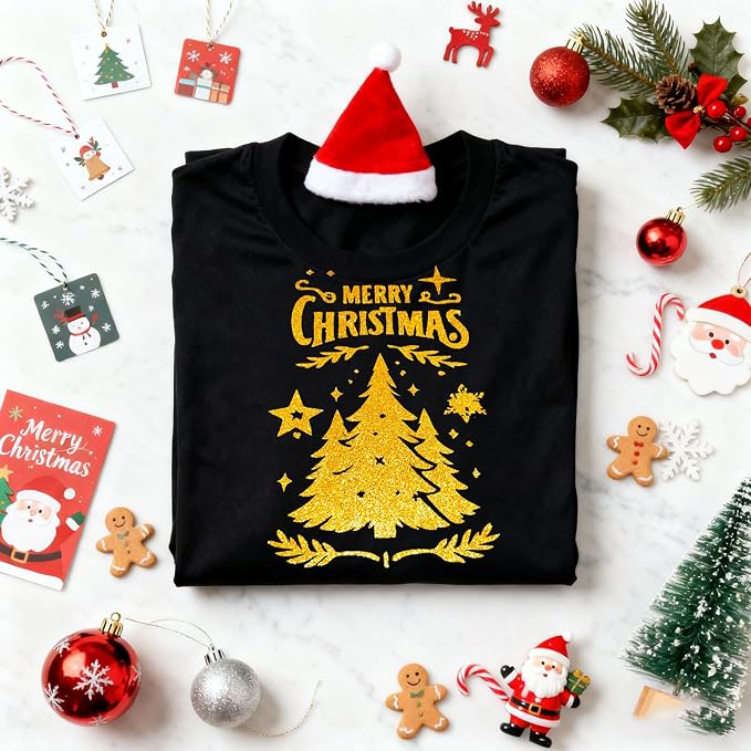 Glitter Heat Transfer Vinyl 12" x 5ft Gold Glitter Iron on Vinyl - Image 2