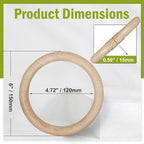 FoDau770 5pcs Natural Beech Wooden Rings, Unfinished Solid Wood Rings Heavy - Image 4