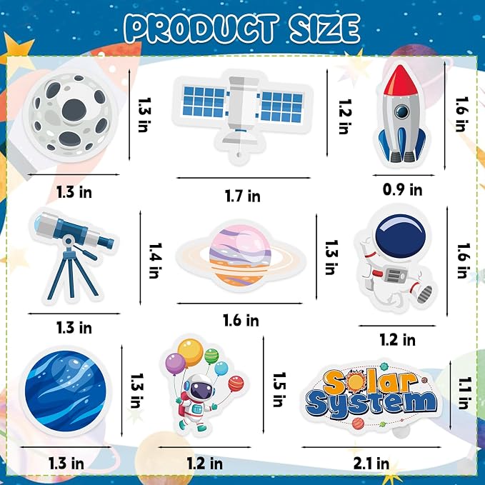 300Pcs Outer Space Foam Stickers, Funny Solar System Planet Sticker - Image 7