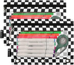 Custom Black White Checkered Pattern Pencil Pouch - Image 2