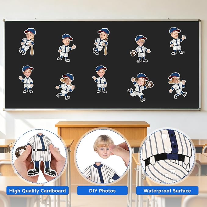 54Pcs Baseball Cutouts Bulletin Boards Decorations, Cartoon Baseball Player DIY - Image 3