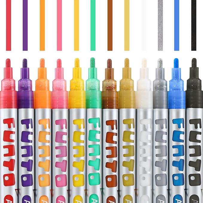 Funto Acrylic Paint Pens for Rock Painting, 12 Colors Paint Marker Set - Image 3