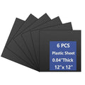 6 Pack Black Plastic Sheet 12x12x0.04 in Flexible High Tensile Plastic Sheets by Polvtor